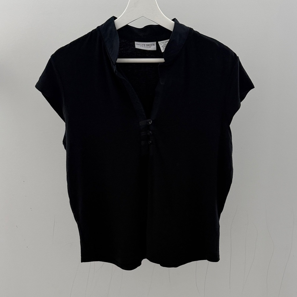 Jaclyn Smith Black Cap Sleeve Blouse